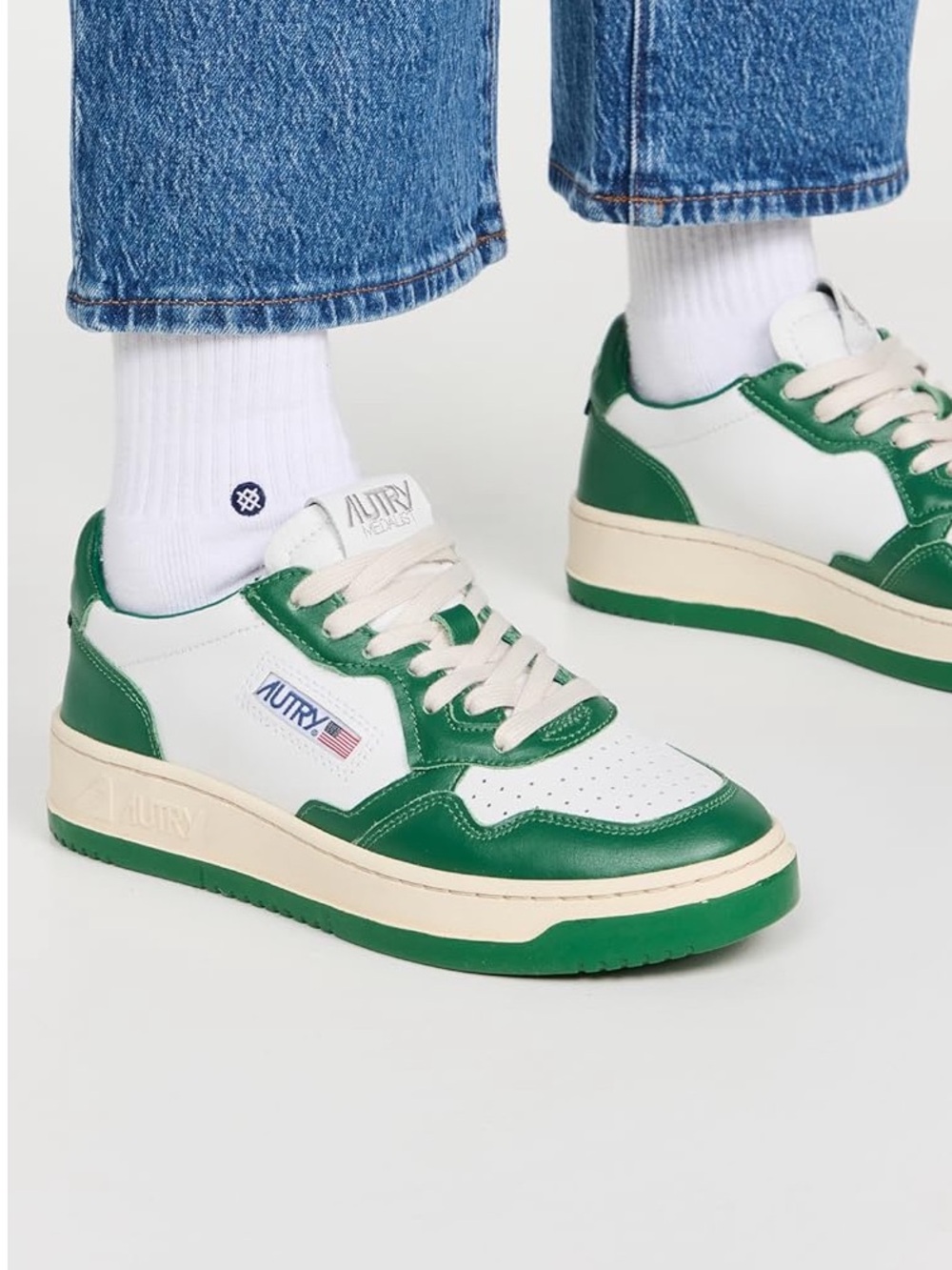 Autry Medalist Sneakers in Green/White